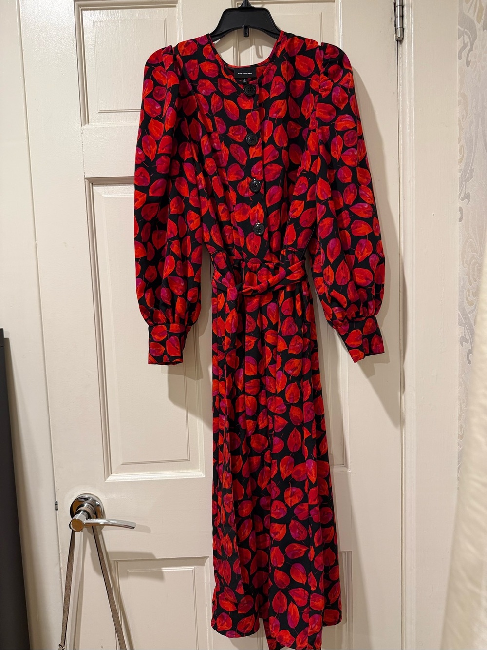 Who Wore What Red Leaf Bubble sleeve dress